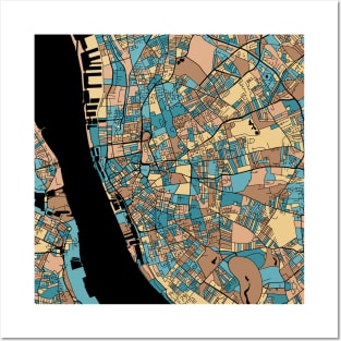 Liverpool Map Pattern in Mid Century Pastel Posters and Art